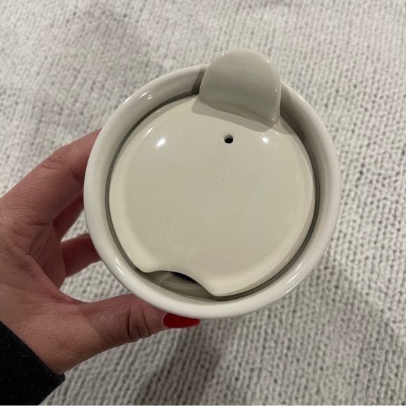 Rae Dunn White Ceramic Tumbler with lid ‘Mine’ - Picture 3 of 7